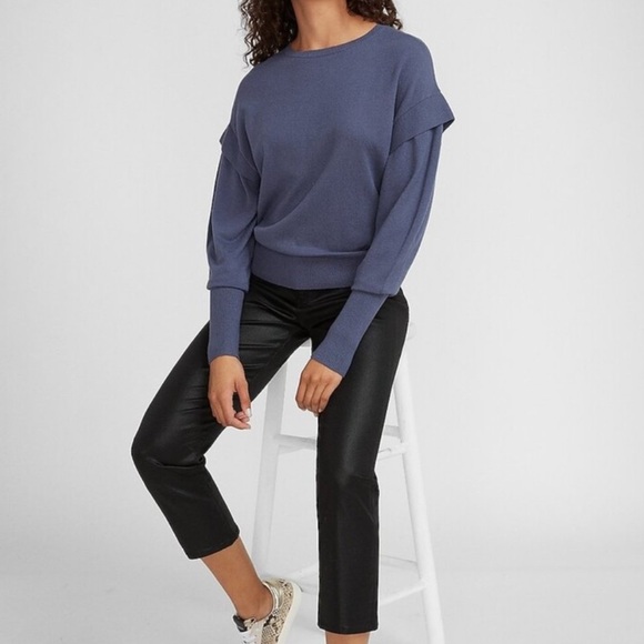 Express capped sleeve crew neck sweater - Picture 4 of 5